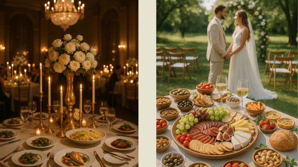 Buffet de casamento leve para o dia e refinado para a noite”