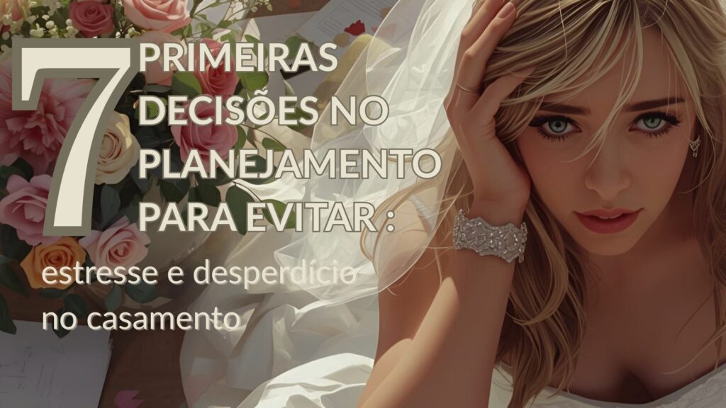 Descubra as 7 primeiras decisões do casamento que evitam estresse, desperdício e retrabalho. 
